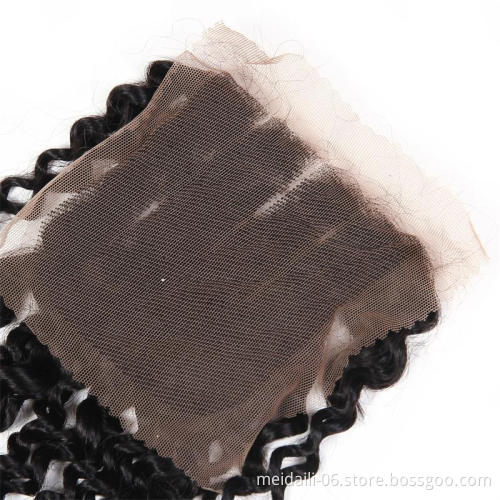 3 way part closure cheap virgin brazilian hair large stock 4*4 kinky curly lace closure